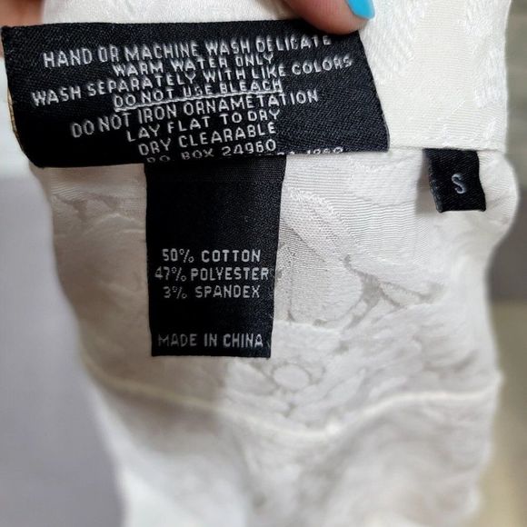 Vintage 90s Christine Alexander S White Filigree‎ Denim Studded Western Jacket - Picture 10 of 10